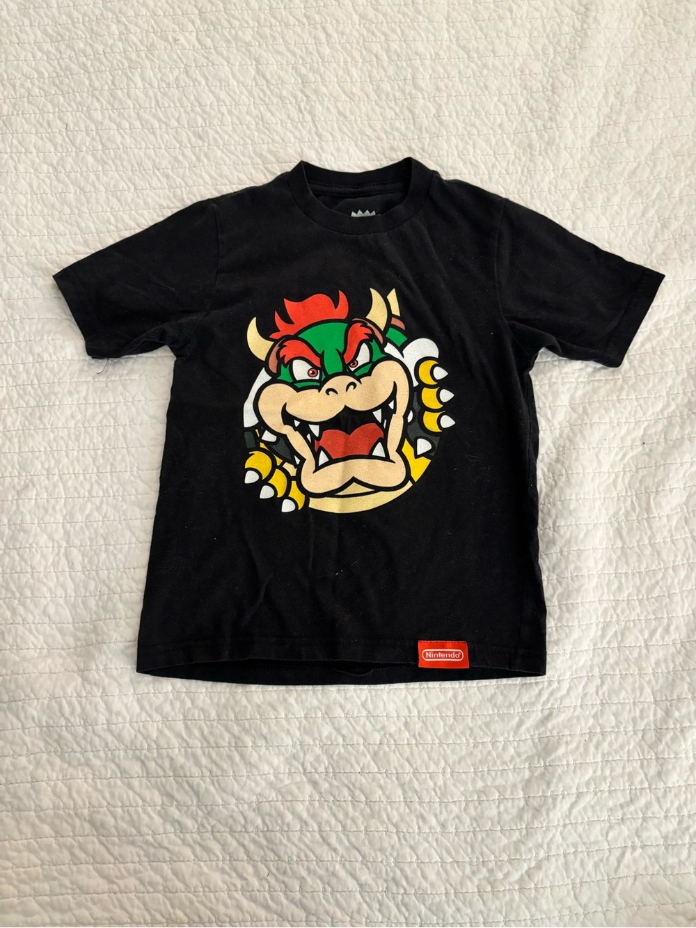 Nintendo Black Bowser Face Kids Graphic Tee